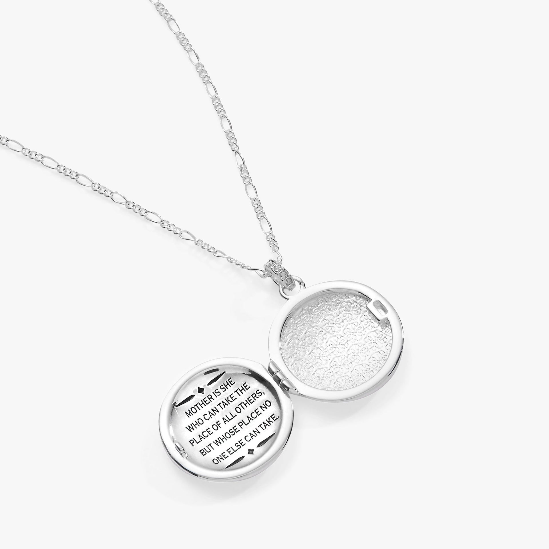 Mother Locket Necklace with Pavé Crystal Crescent Moon Pendant