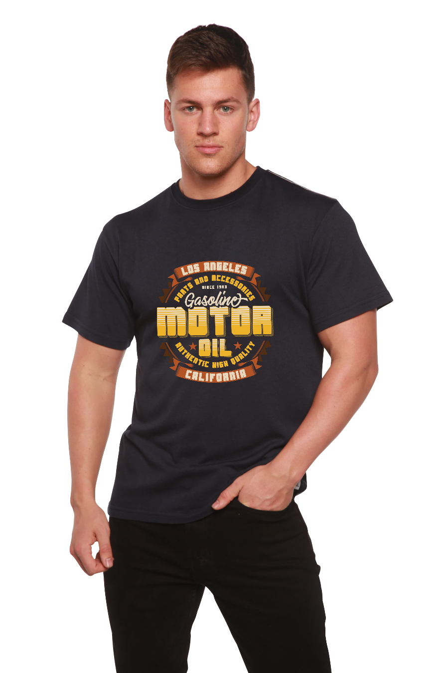 Motor oil Men's Bamboo Viscose/Organic Cotton Short Sleeve Graphic T-Shirt