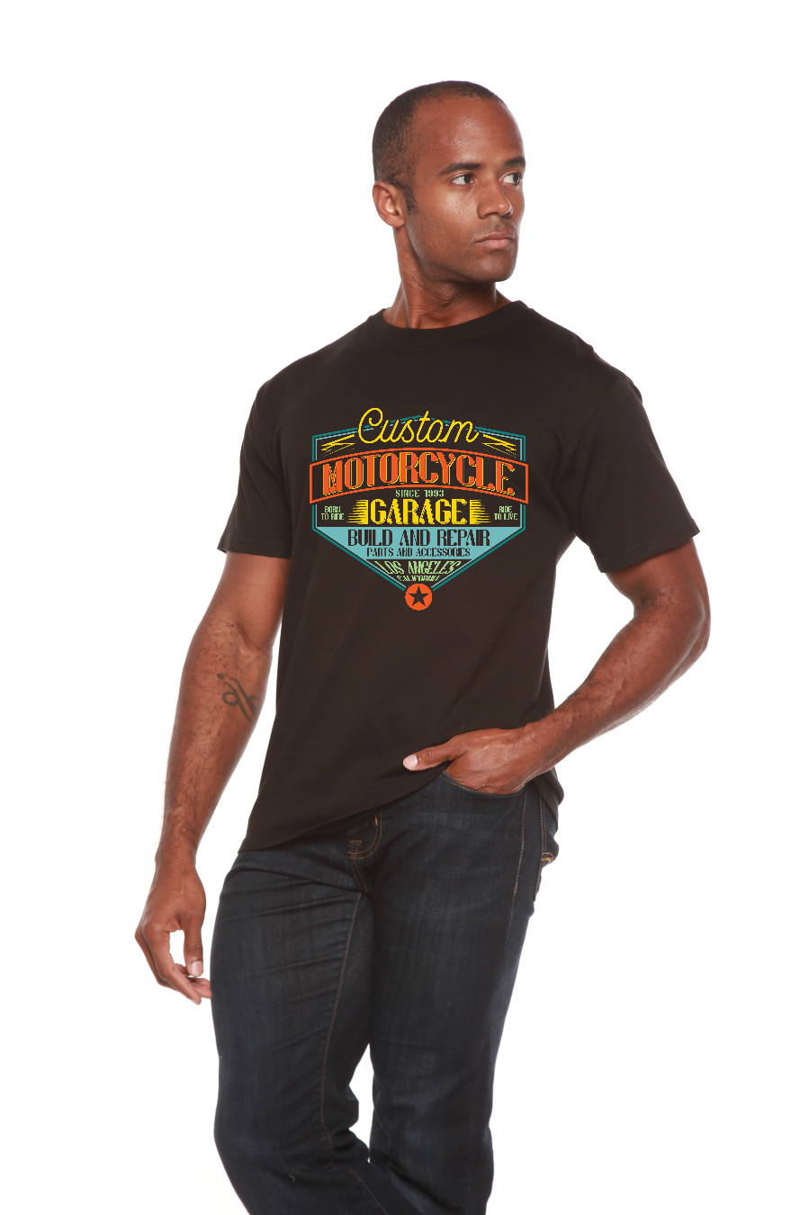 Men's Bamboo Viscose Motorcycle Graphic T-Shirt