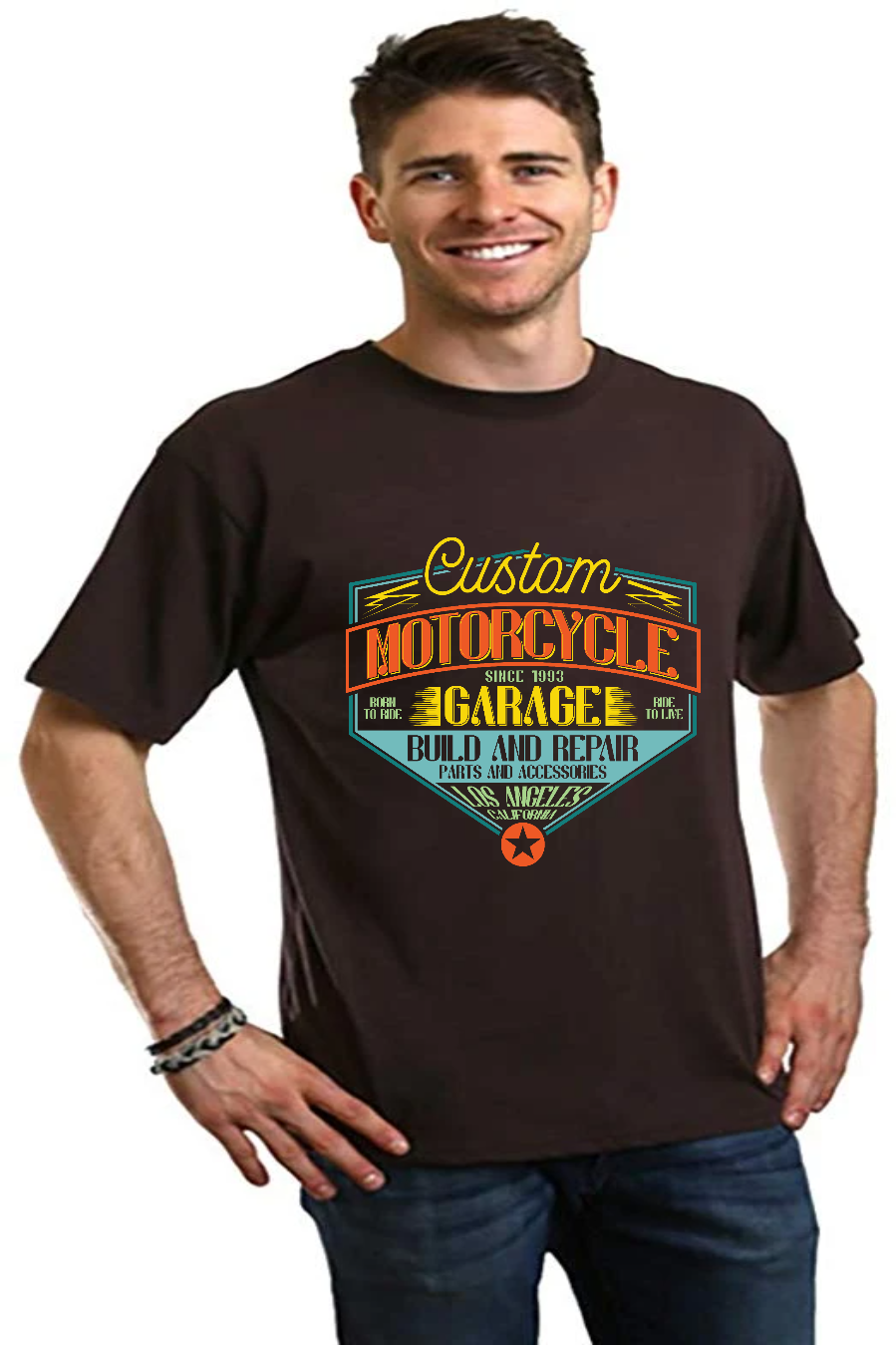Men's Bamboo Viscose Motorcycle Graphic T-Shirt