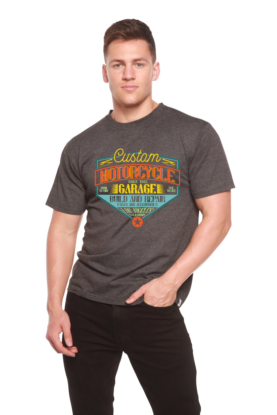 Men's Bamboo Viscose Motorcycle Graphic T-Shirt