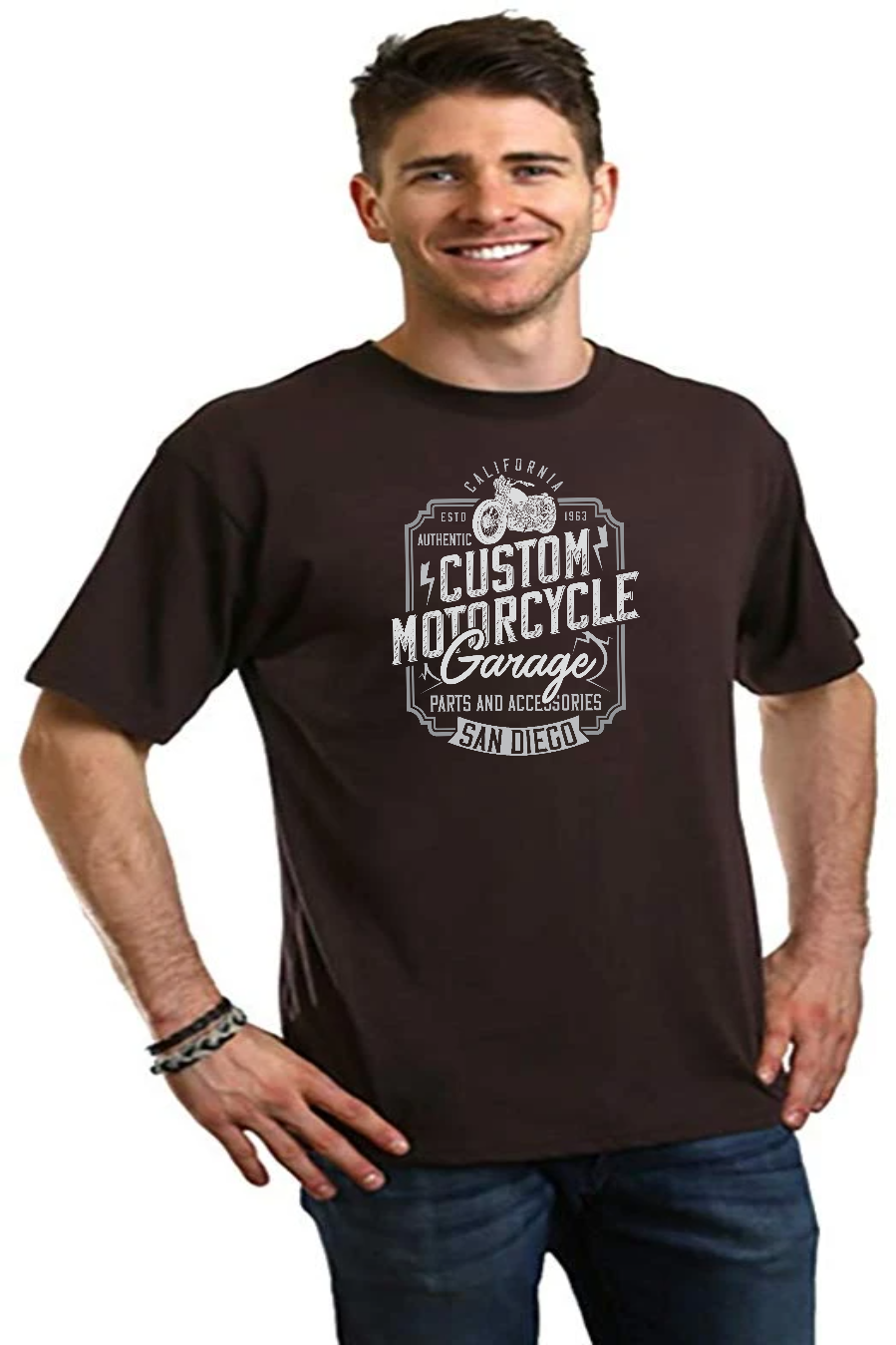 Men's Bamboo Viscose Motorcycle Graphic T-Shirt