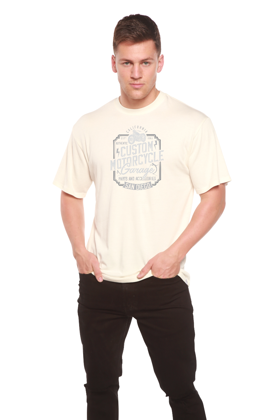 Men's Bamboo Viscose Motorcycle Graphic T-Shirt