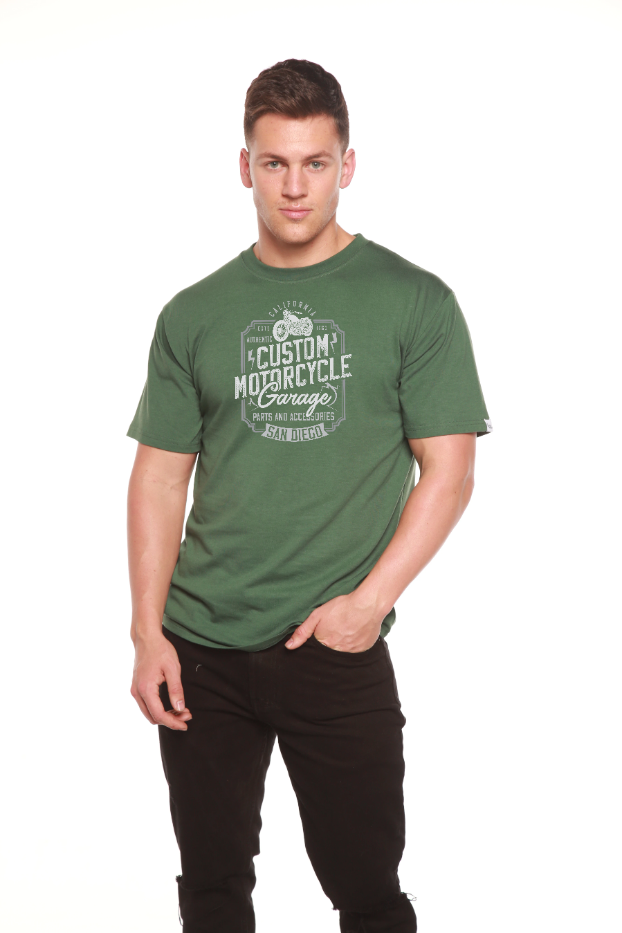 Men's Bamboo Viscose Motorcycle Graphic T-Shirt