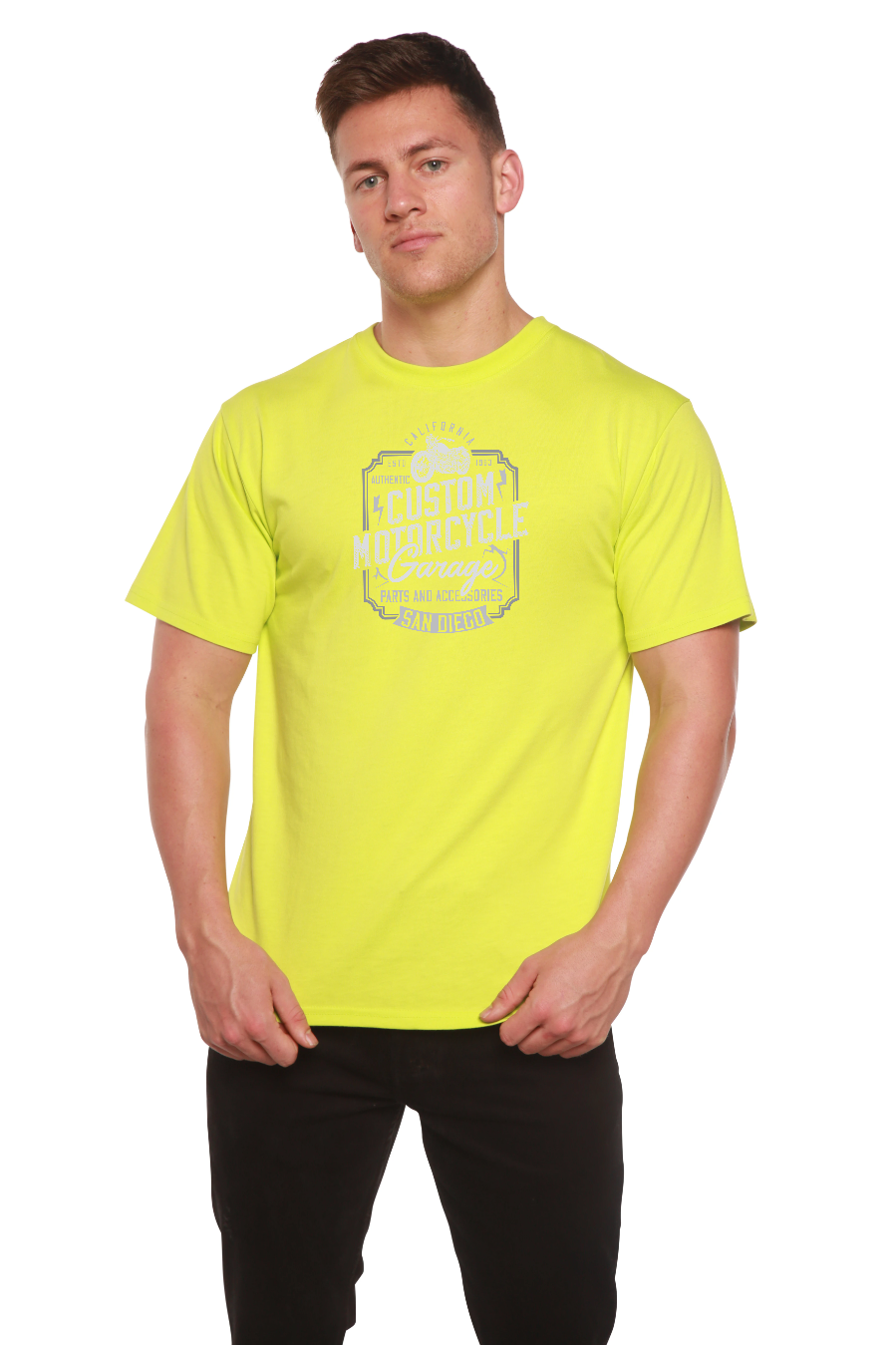 Mototrcycle Garage Men's Bamboo Viscose/Organic Cotton Short Sleeve Graphic T-Shirt