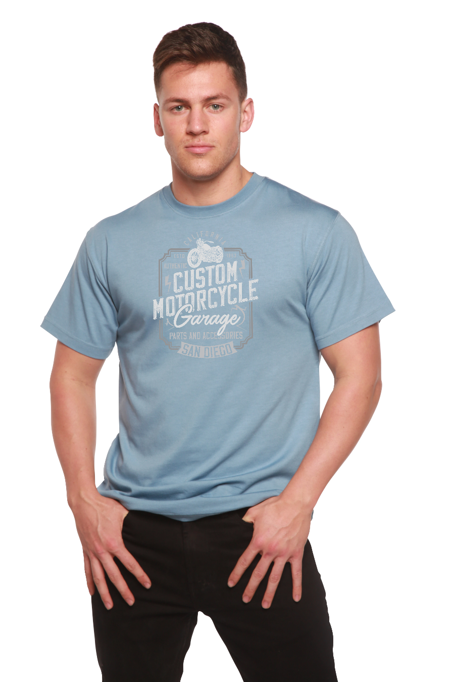 Men's Bamboo Viscose Motorcycle Graphic T-Shirt