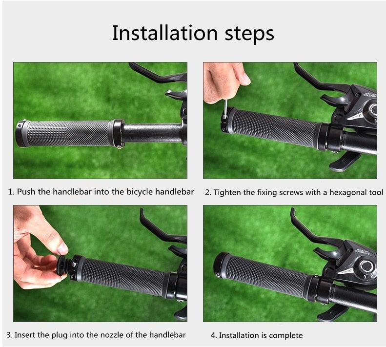 Anti-Skid Rubber Bike Handlebar Grips with Double Lock-On
