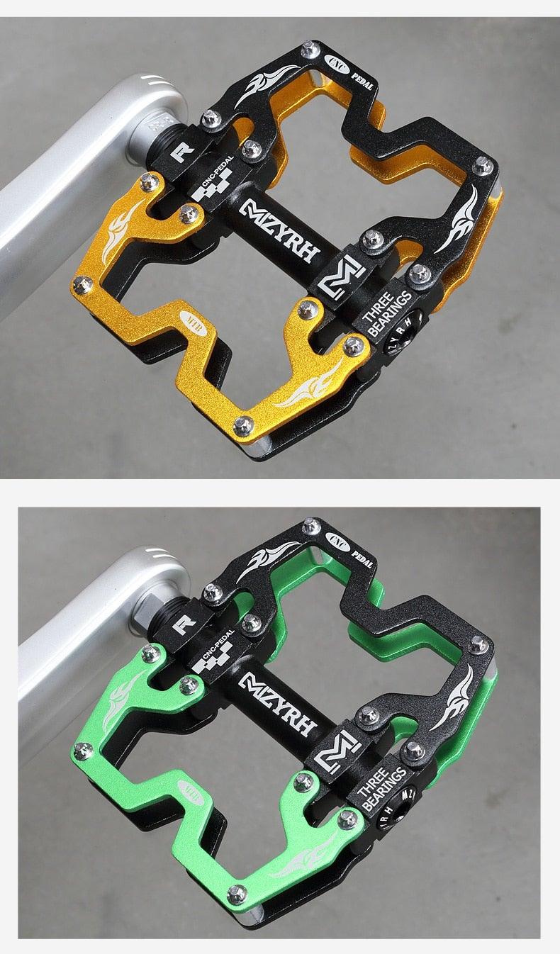 3-Bearing CNC Aluminum Flat Bike Pedals for Mountain Cycling
