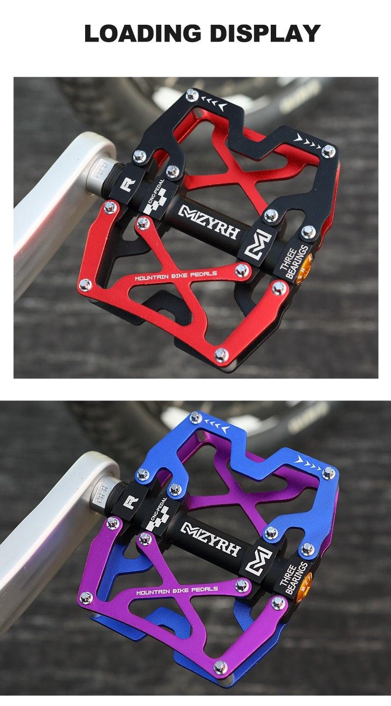 3-Bearing CNC Aluminum Flat Bike Pedals for Mountain Cycling