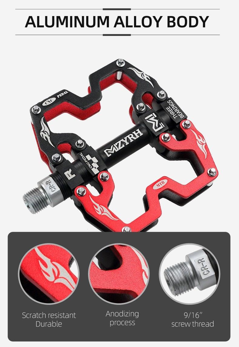 3-Bearing CNC Aluminum Flat Bike Pedals for Mountain Cycling