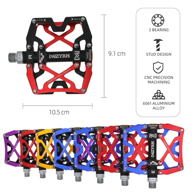 3-Bearing CNC Aluminum Flat Bike Pedals for Mountain Cycling