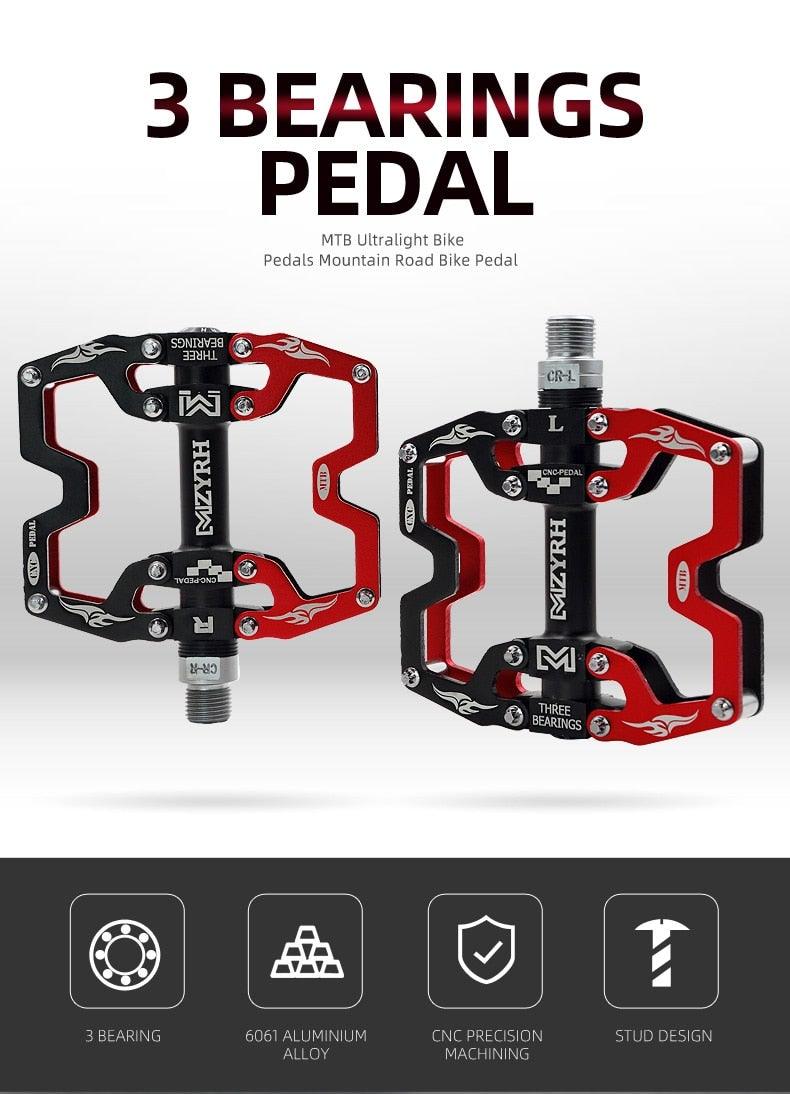 3-Bearing CNC Aluminum Flat Bike Pedals for Mountain Cycling