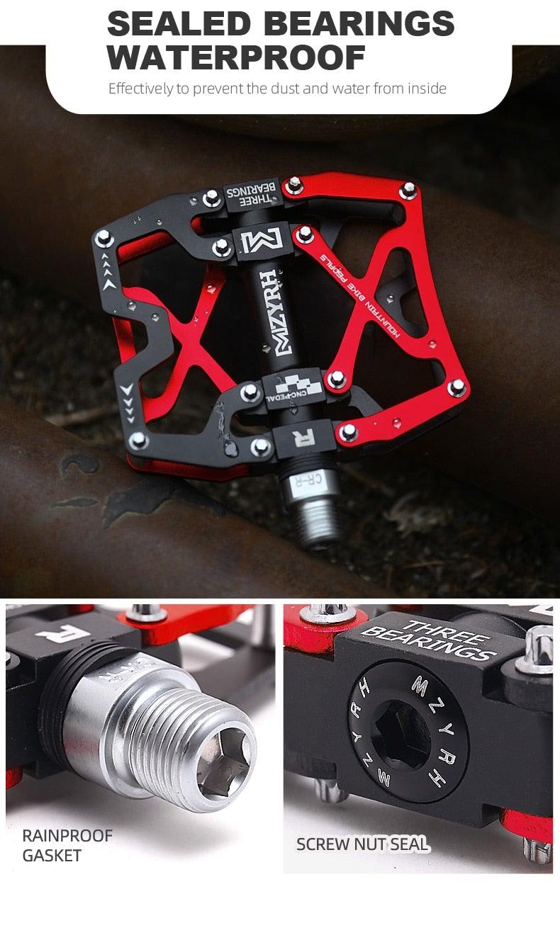 3-Bearing CNC Aluminum Flat Bike Pedals for Mountain Cycling