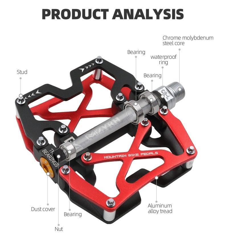 3-Bearing CNC Aluminum Flat Bike Pedals for Mountain Cycling