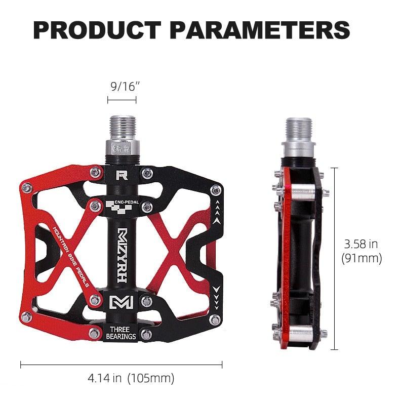 3-Bearing CNC Aluminum Flat Bike Pedals for Mountain Cycling