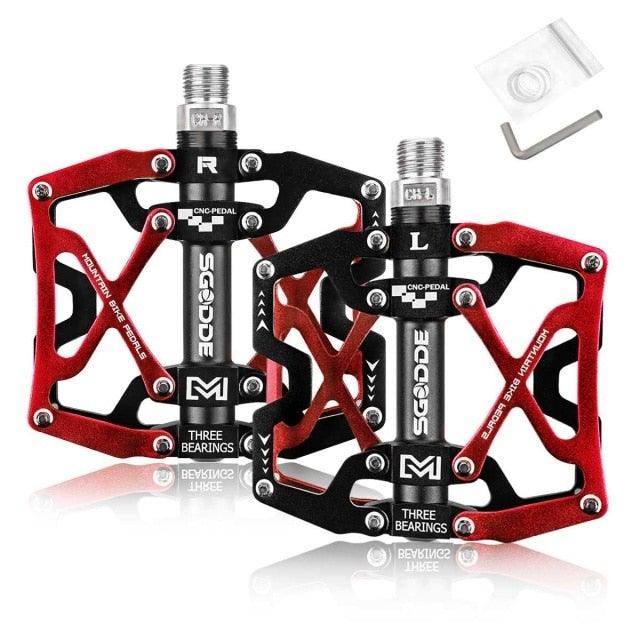 Ultralight Aluminum Mountain Bike Pedals, Wide Platform Flat Design