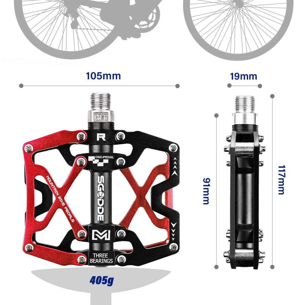 Ultralight Aluminum Mountain Bike Pedals, Wide Platform Flat Design