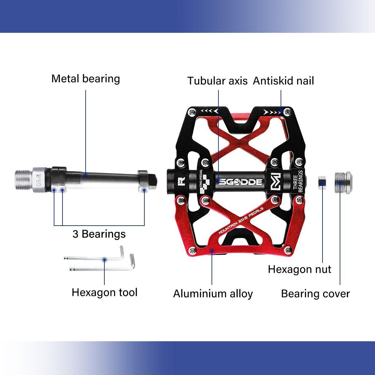 Ultralight Aluminum Mountain Bike Pedals, Wide Platform Flat Design