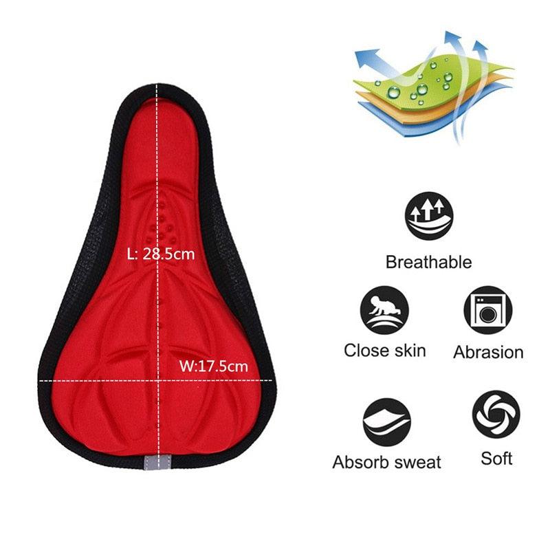 Stevvex 3D gel and memory foam bicycle seat cushion cover on a mountain bike saddle