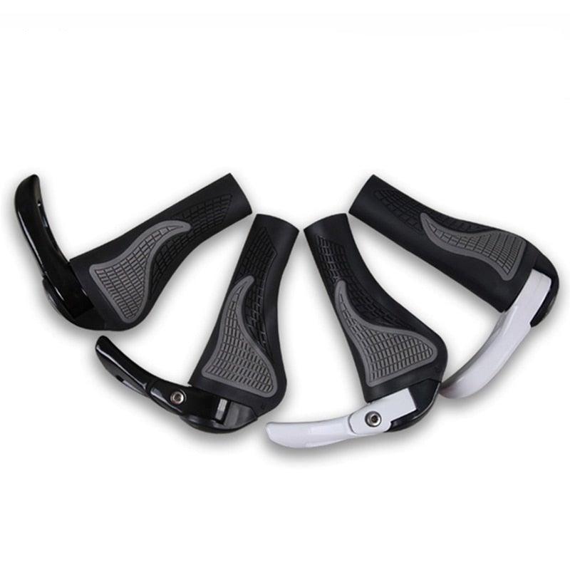 Single lock-on ergonomic mountain bike grips featuring a non-slip rubber texture