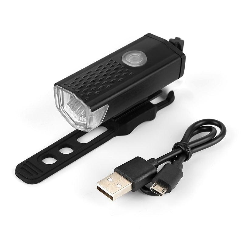 300 Lumen USB Rechargeable LED Bike Headlight - 3-Mode Flashlight