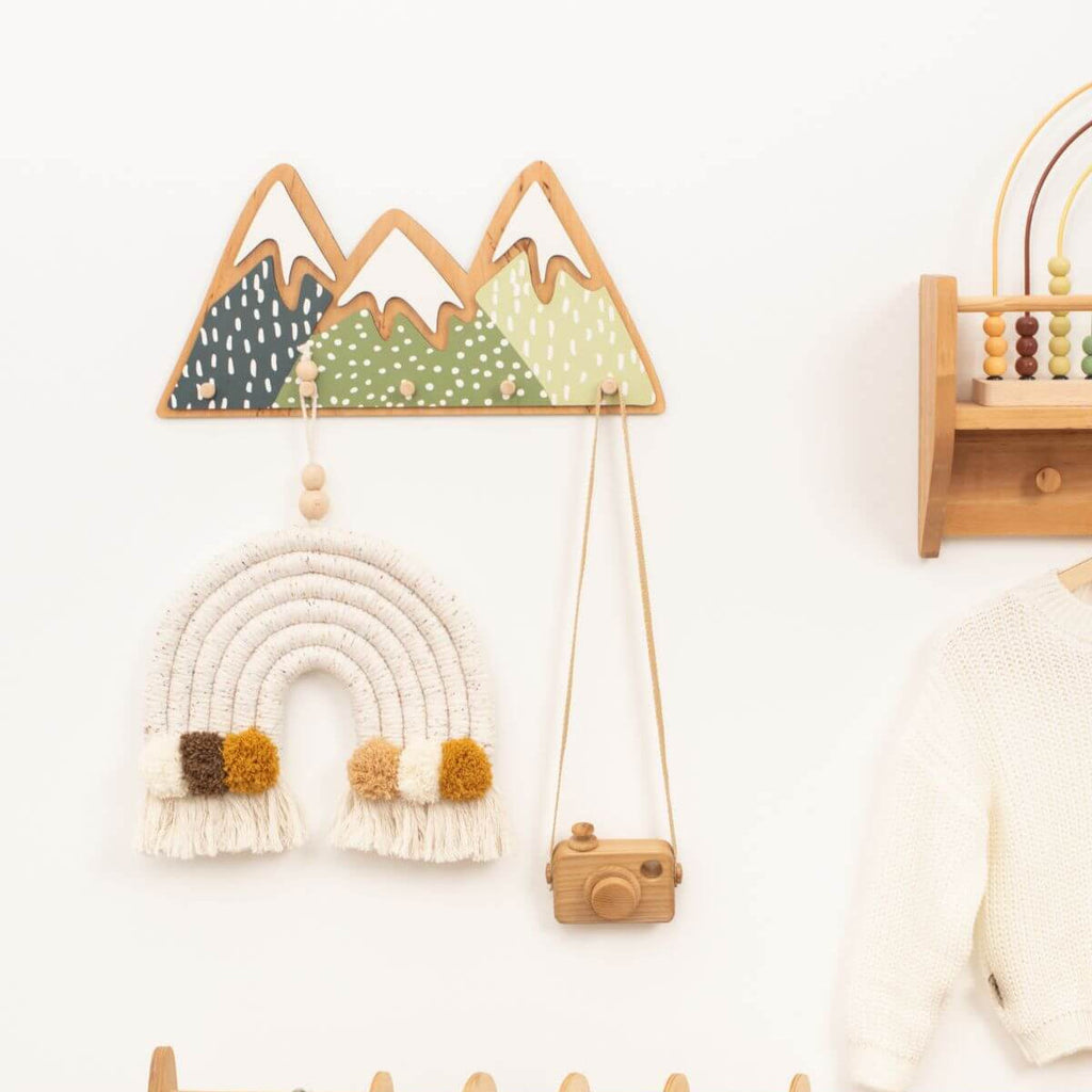 Mountain Wall Hooks for Nursery – Gender-Neutral Kid’s Wall Decor