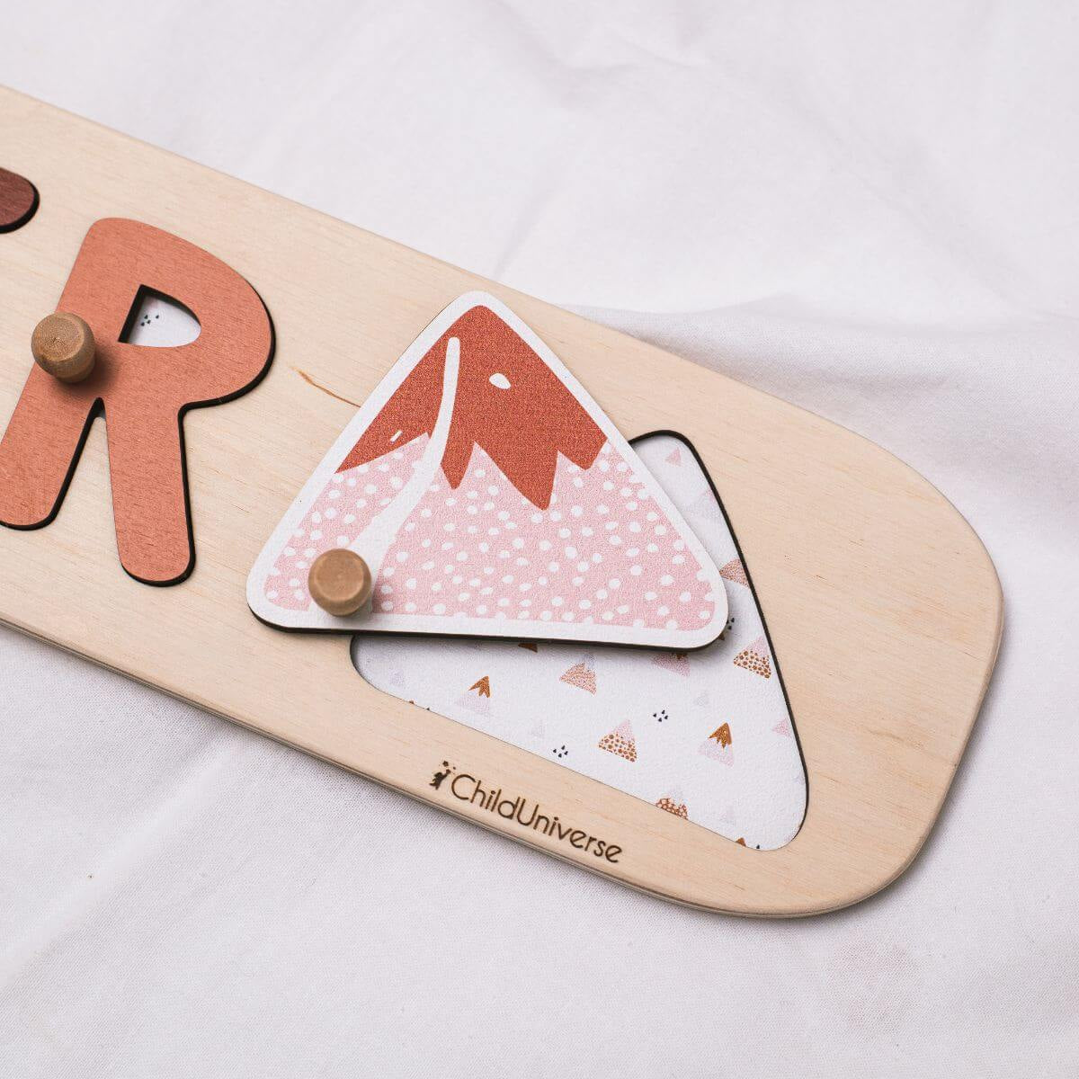 Custom Wooden Mountain Name Puzzle - Scandi Minimalist Wall Art
