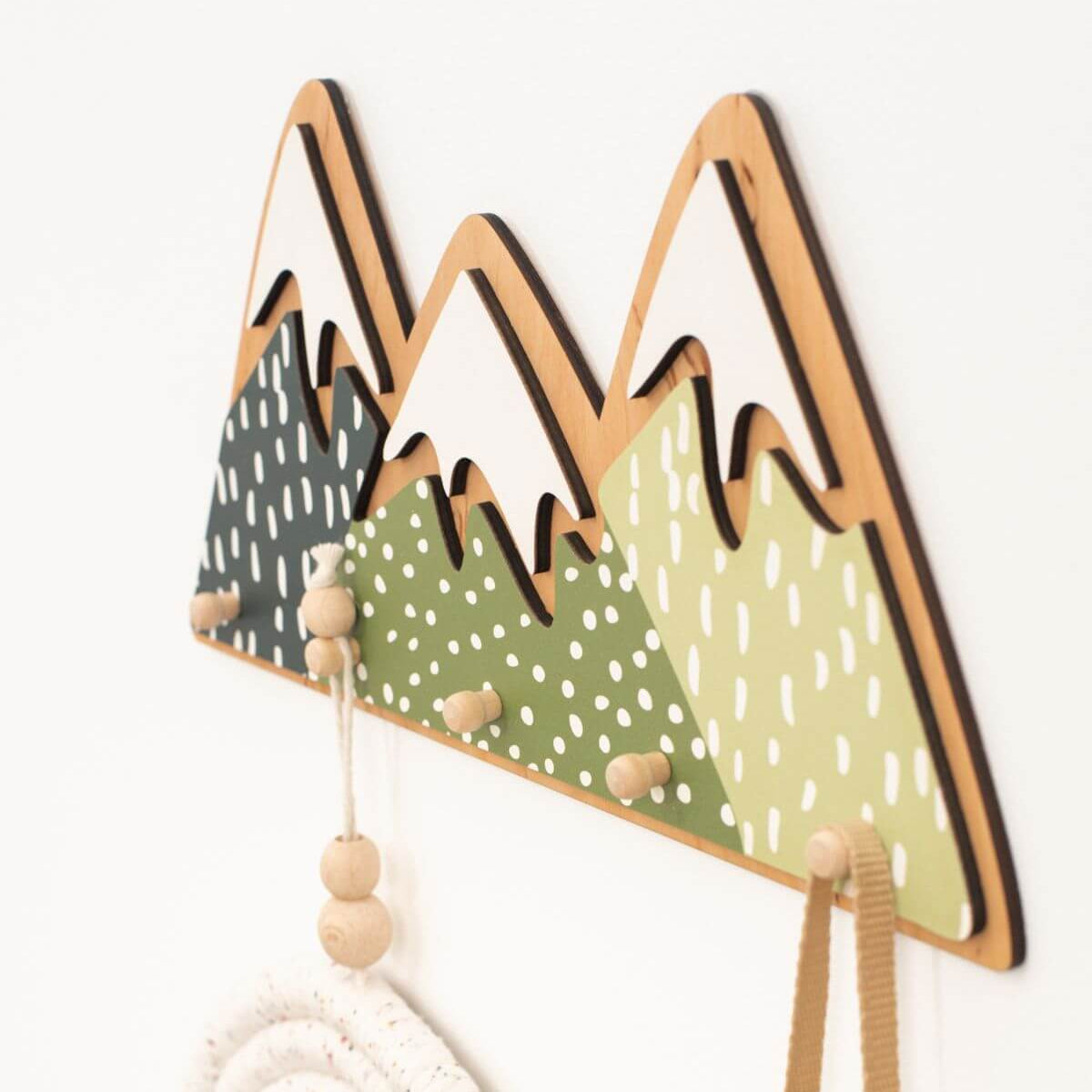 Mountain Wall Hooks for Nursery – Gender-Neutral Kid’s Wall Decor