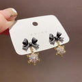 Zircon Snowflake Bow Earrings in Red or Black Winter Jewelry - Image 2
