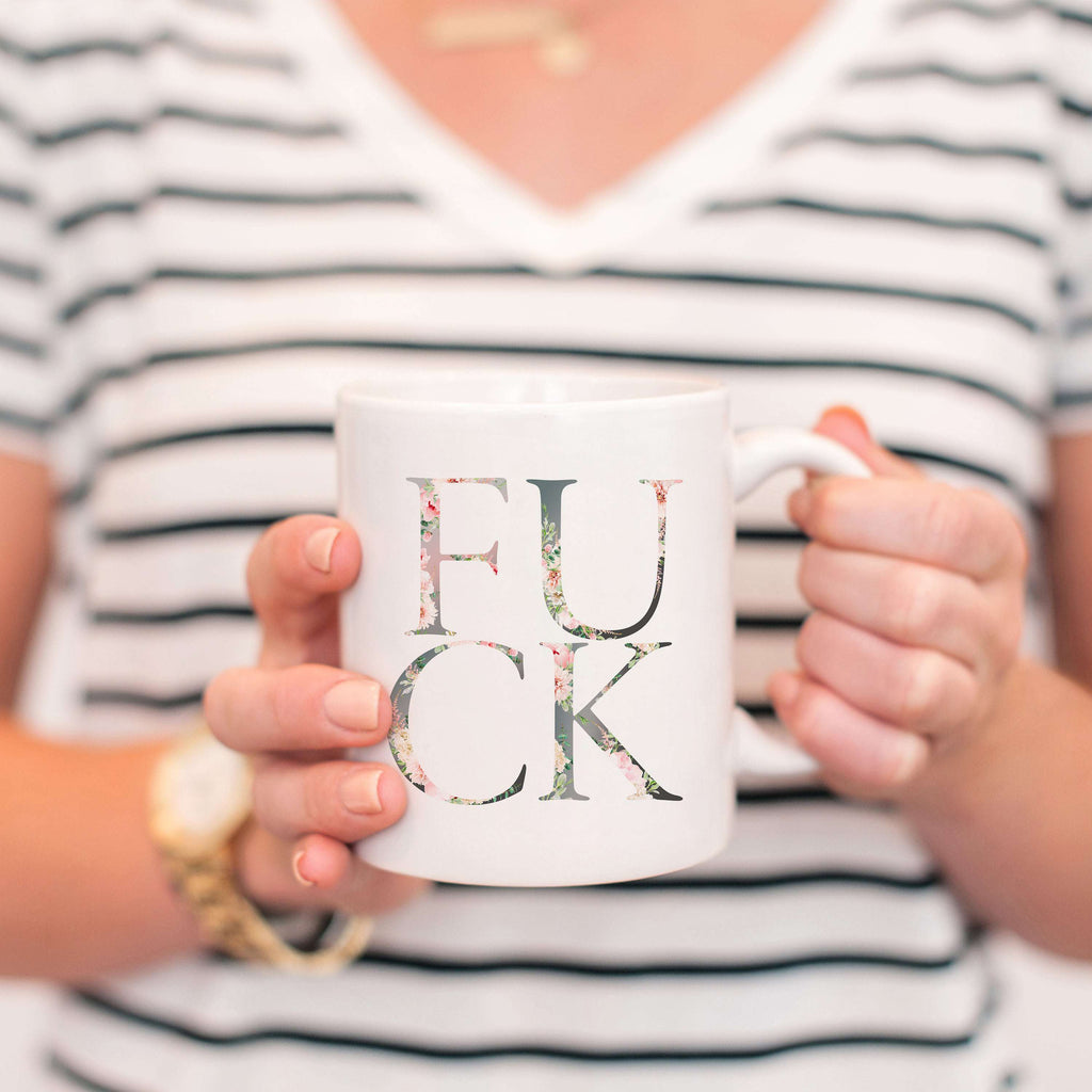 Fuck Floral Pink Grey Mug