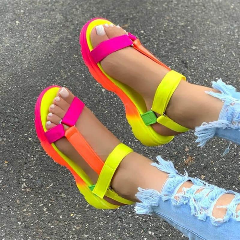 Women’s Elastic Slingback Flat Sandals Casual Sporty Footwear