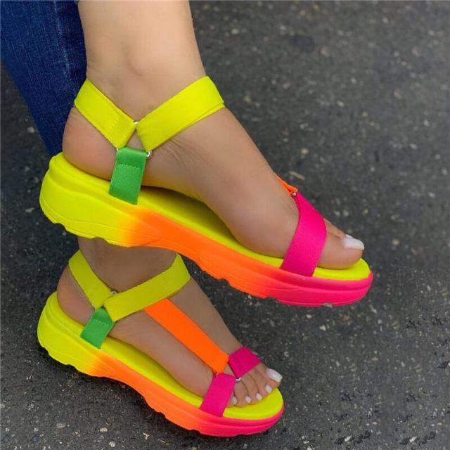 Women’s Elastic Slingback Flat Sandals Casual Sporty Footwear