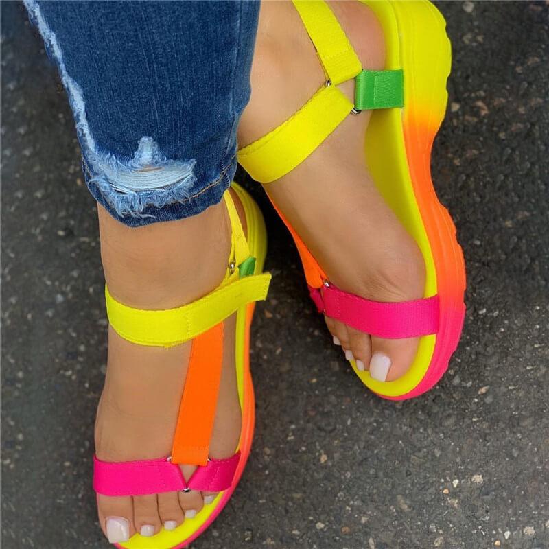 Women’s Elastic Slingback Flat Sandals Casual Sporty Footwear
