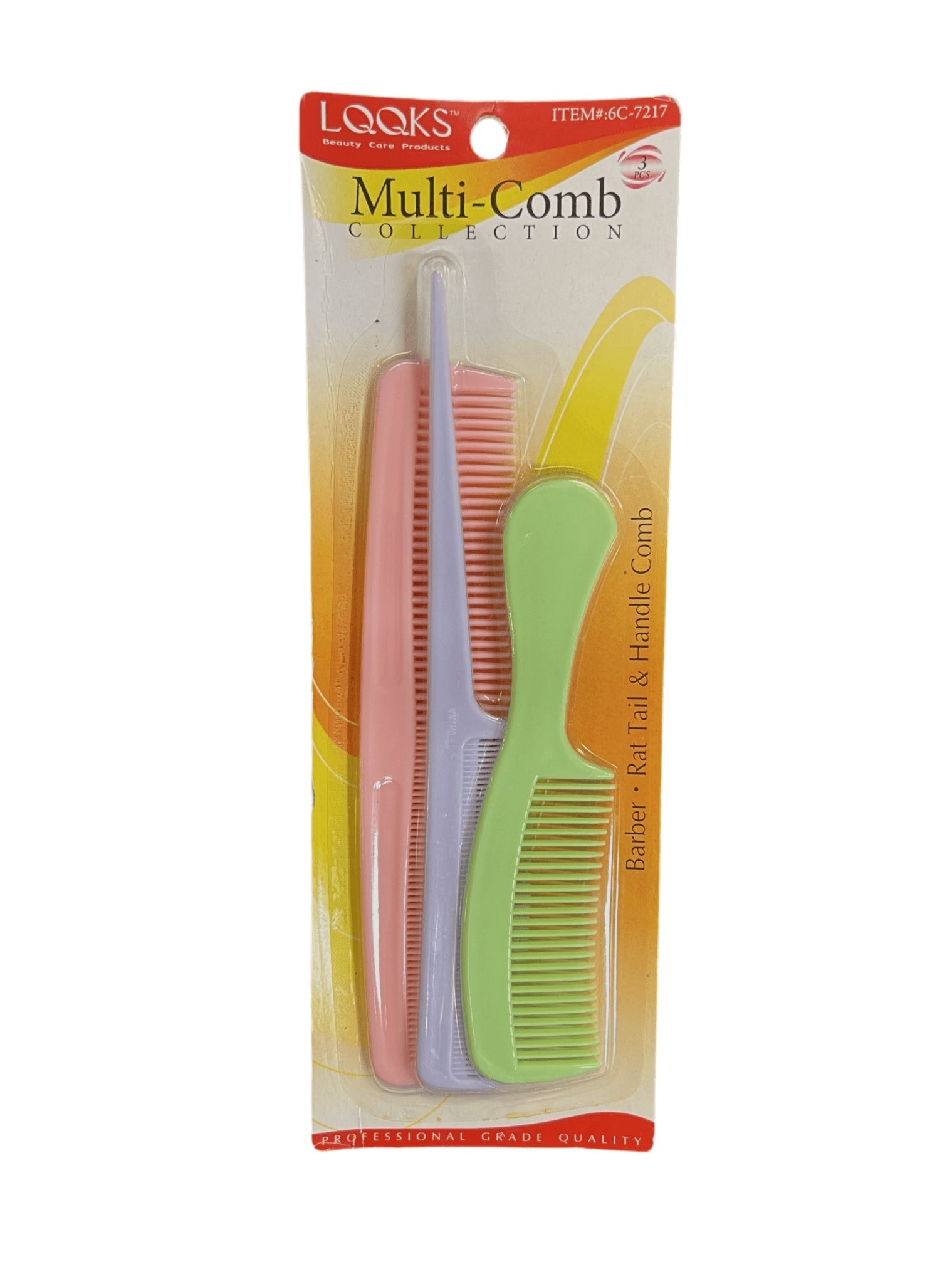Professional grade multi-comb collection set in blue, red, and black plastic