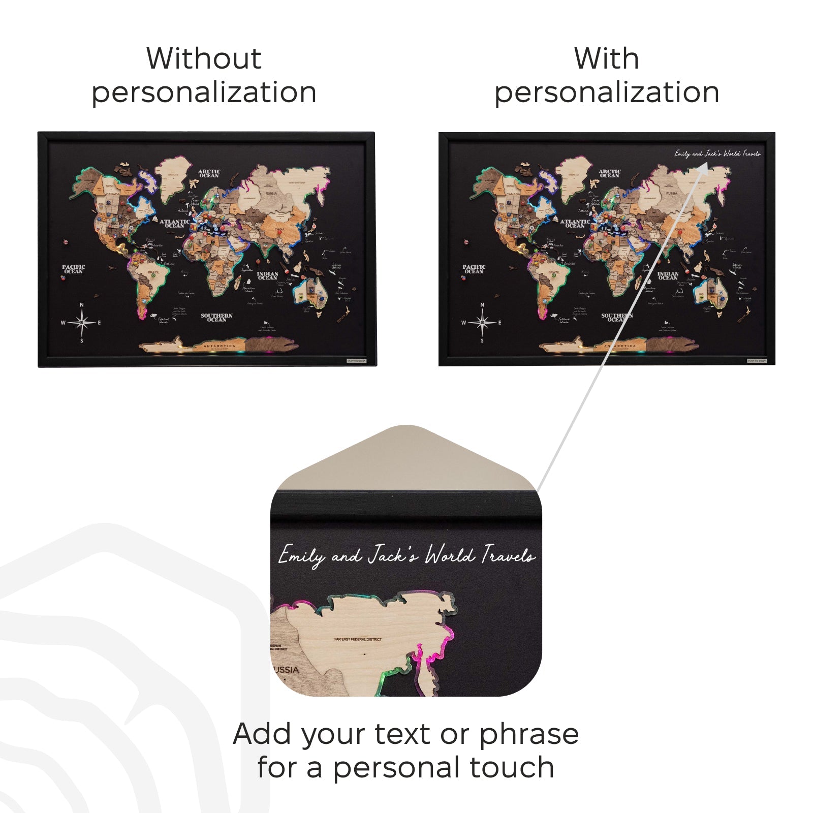 Multicolor LED World Map on Cork Board 2.0