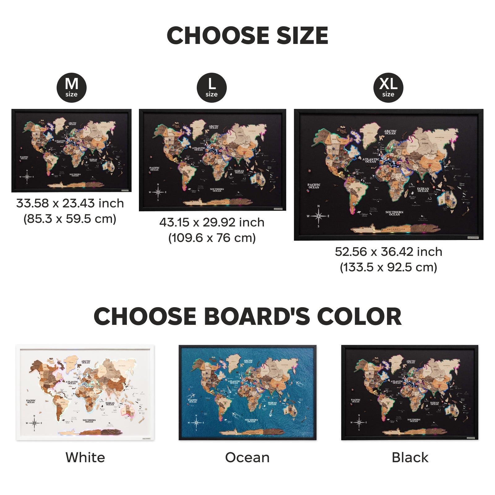 Multicolor LED World Map on Cork Board 2.0