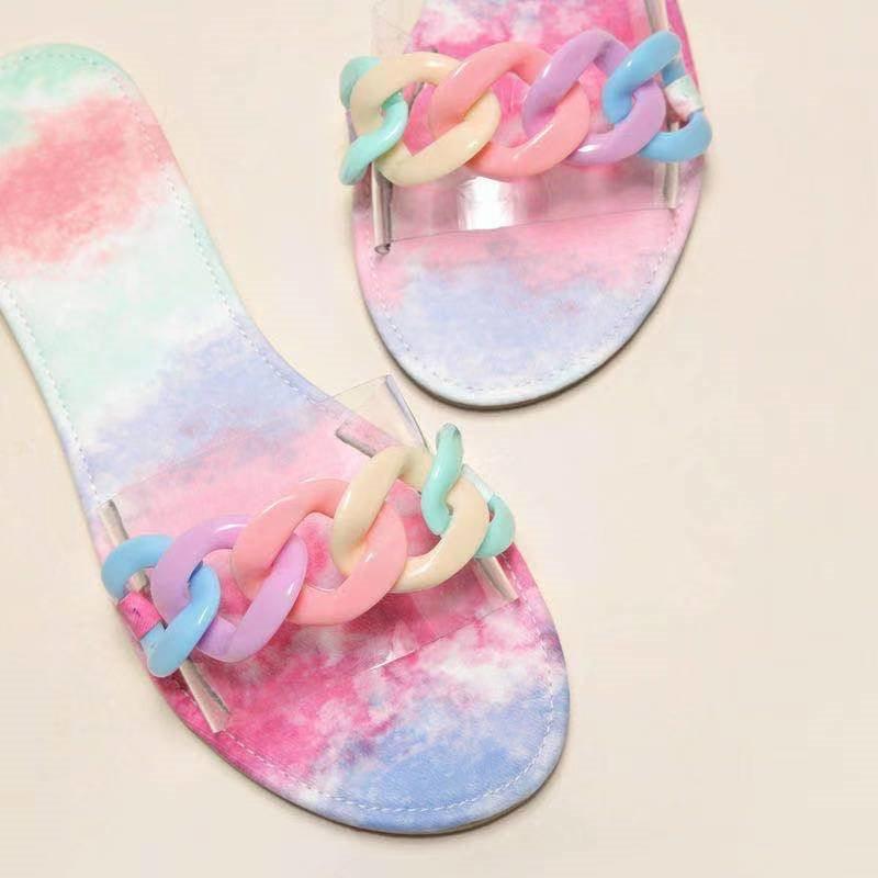 Women’s Chain Detail Beach Sandals – Modern Transparent Slides