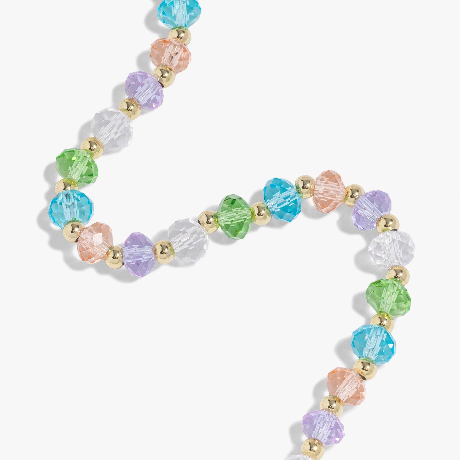 Pastel Crystal Rondelle Beaded Bracelet in Gold Tone