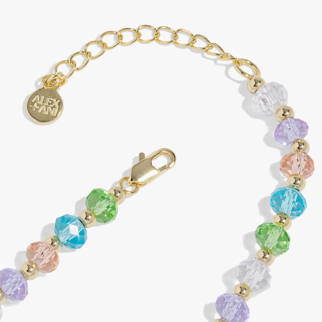 Pastel Crystal Rondelle Beaded Bracelet in Gold Tone
