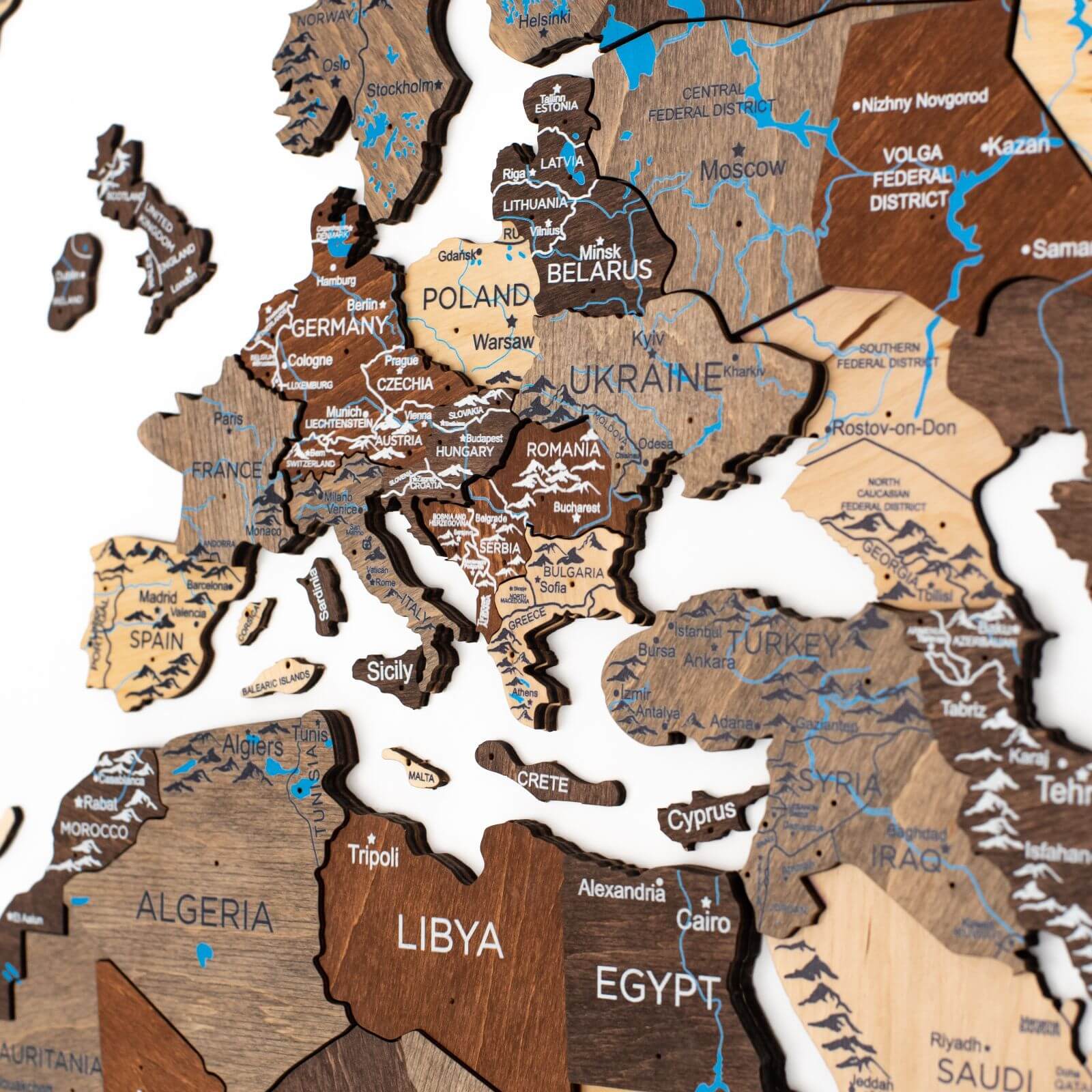 Large Rustic Wooden World Map Wall Decor: Travel Inspired Art