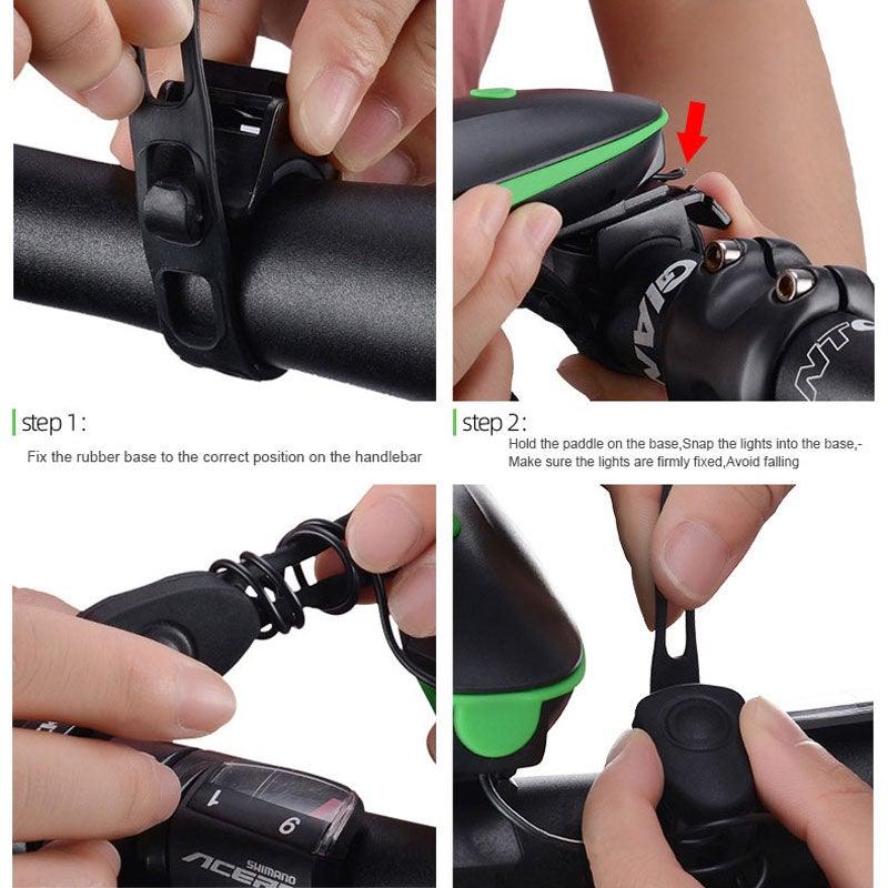 2-in-1 Rechargeable Bicycle LED Headlight & 130dB Horn Safety Set
