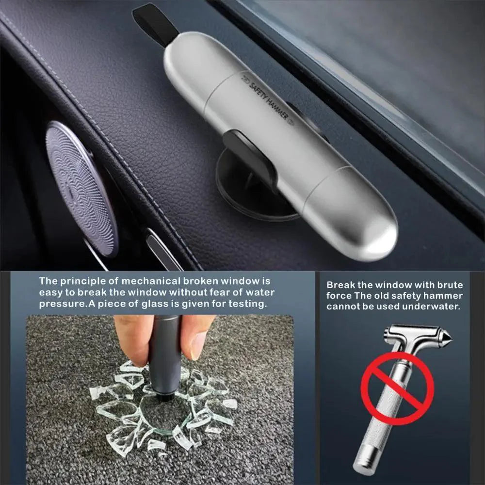 Mini Car Safety Hammer: Window Glass Breaker & Seat Belt Cutter