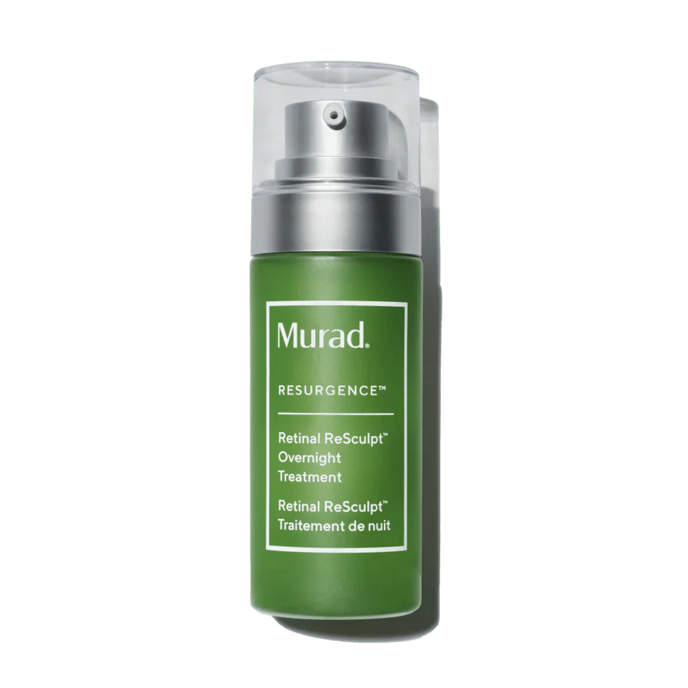 Green and silver bottle of Murad Retinal ReSculpt Overnight Treatment
