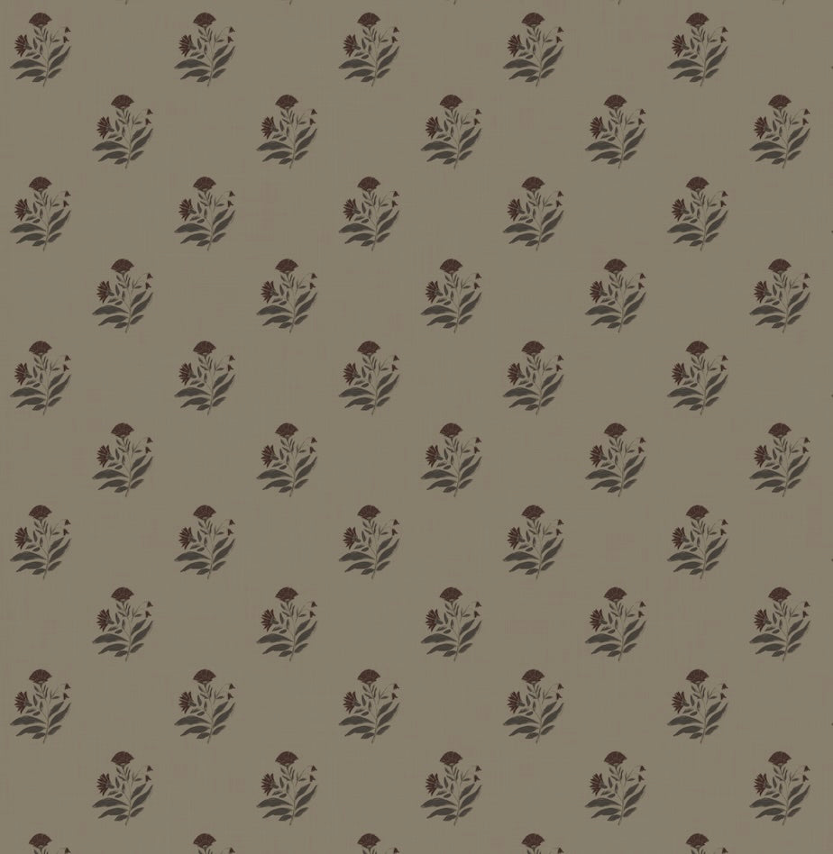 Mulberry Court Floral Removable Wallpaper in Beige and Brown