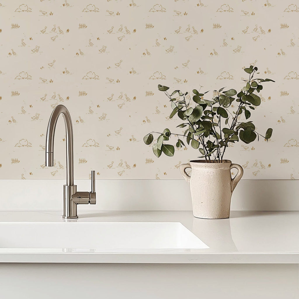Ollie Wallpaper, Whimsical Coastal Minimalist Decor