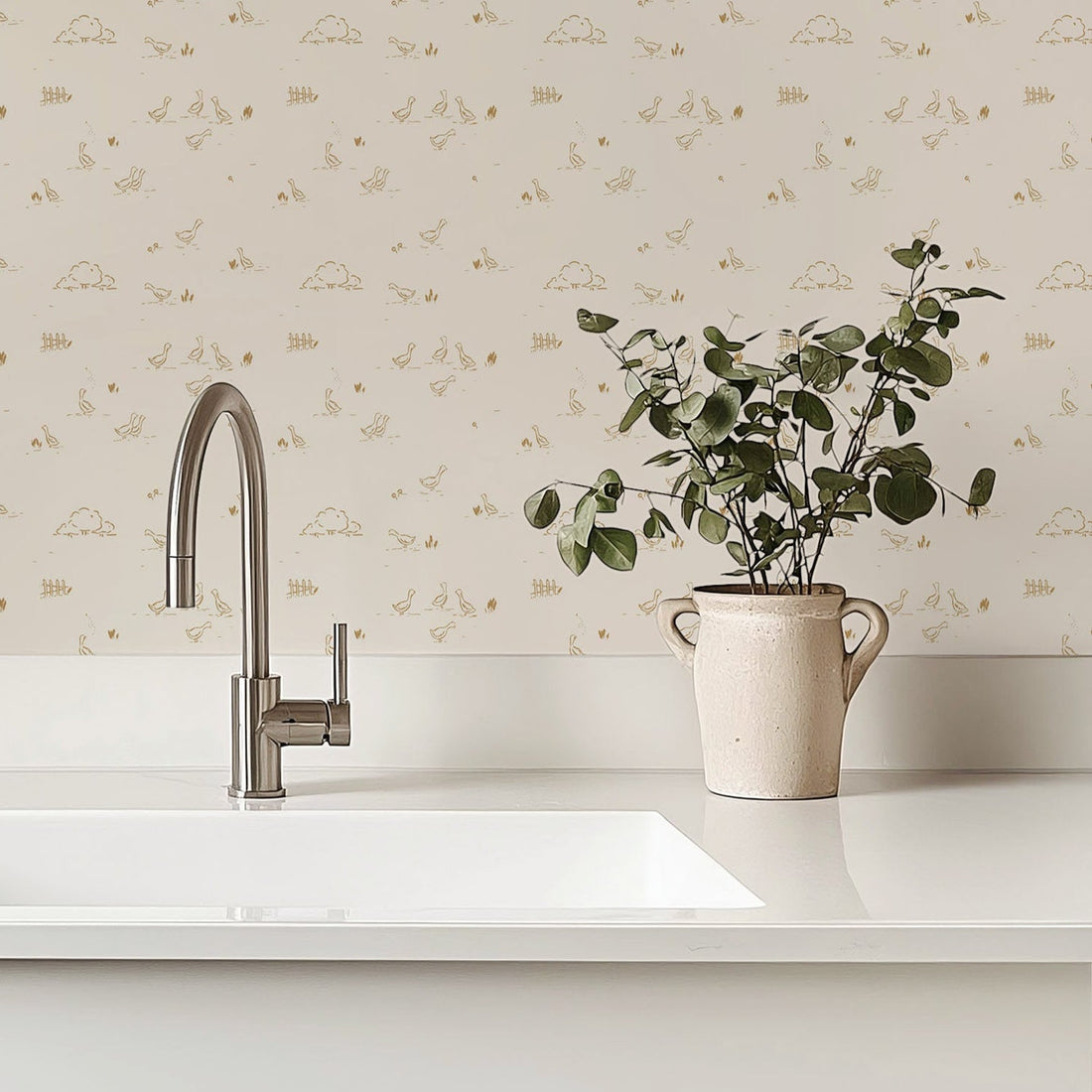 Ollie Wallpaper, Whimsical Coastal Minimalist Decor
