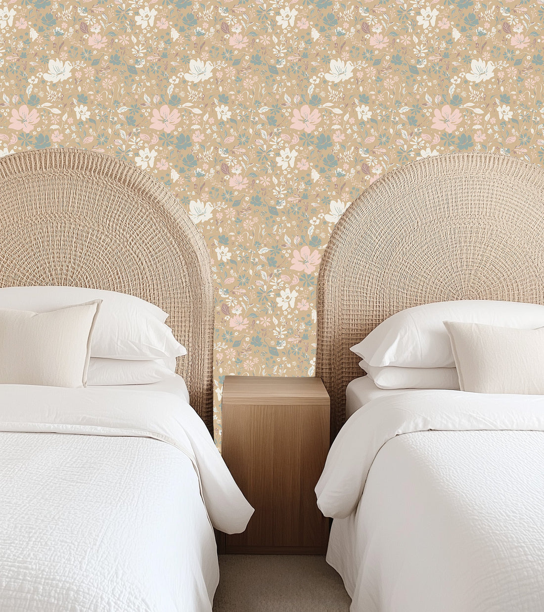 Martie Floral Removable Wallpaper in Pink and Sage-Green