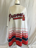Atlanta Braves barber cape with high-quality team branding and steel snaps