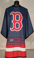 Boston Red Sox themed professional barber cape with adjustable snap closure