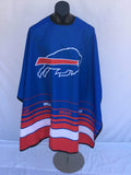 Buffalo Bills team branded barber cape with adjustable snap closure